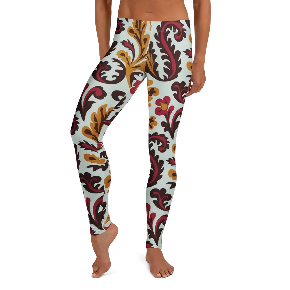 Garnet Paisley Garden on Leggings — Front