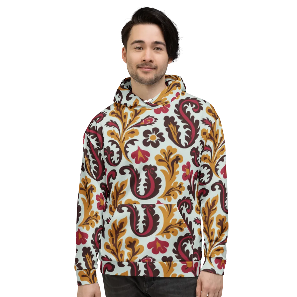 Garnet Paisley Garden on Hoodie — Front