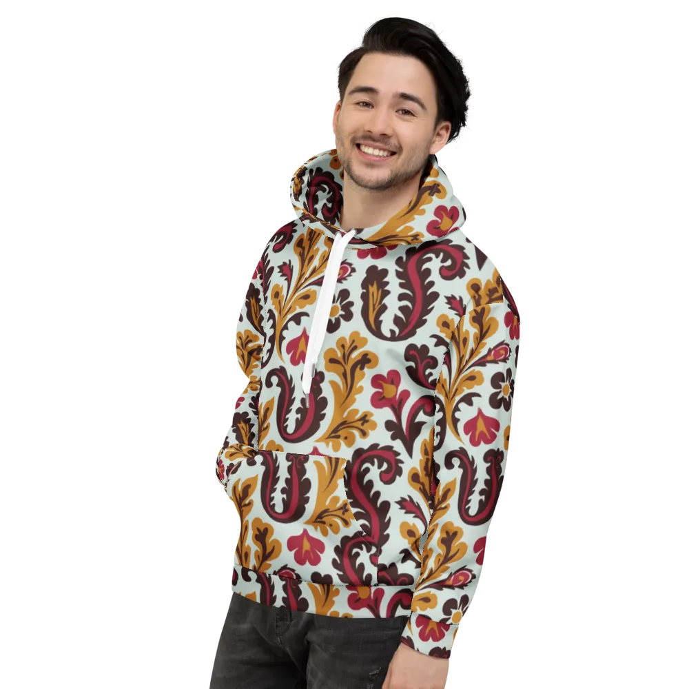 Garnet Paisley Garden on Hoodie — Left