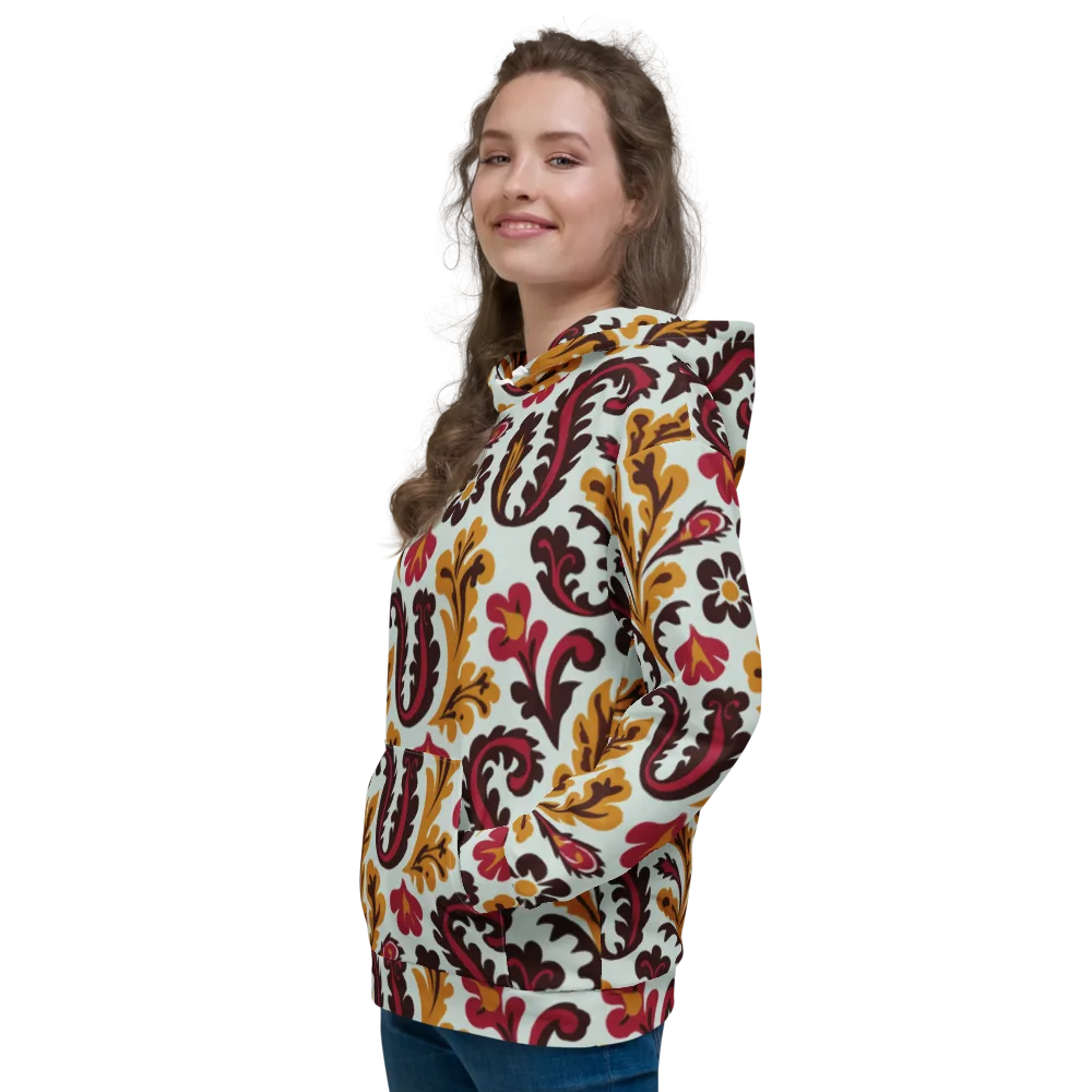 Garnet Paisley Garden on Hoodie — Left