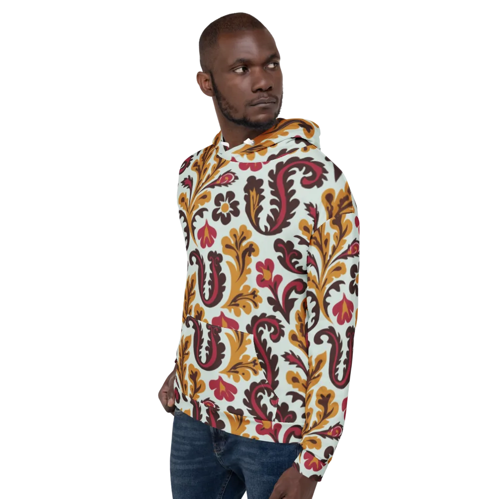 Garnet Paisley Garden on Hoodie — Left
