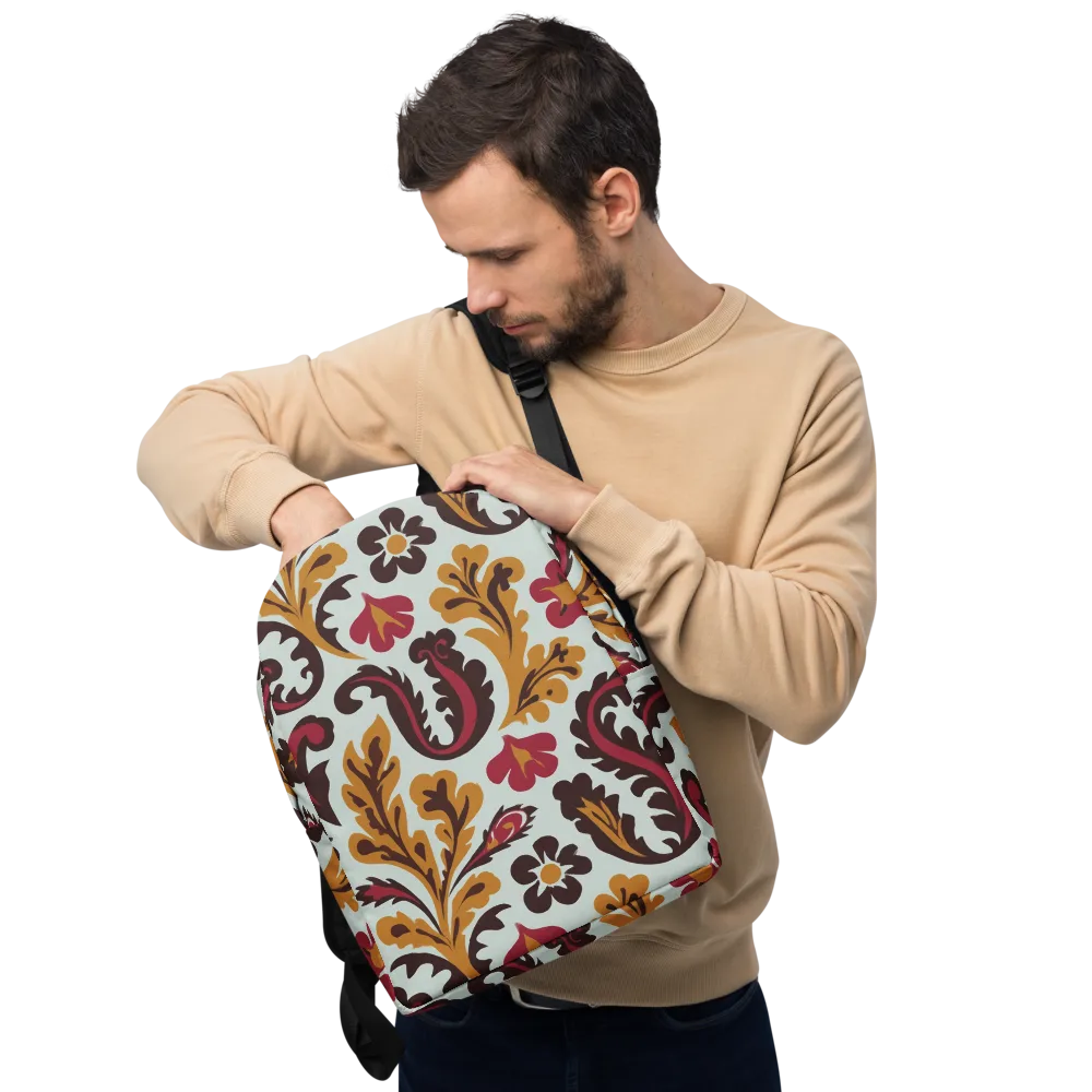 Garnet Paisley Garden on Minimalist Backpack — Front