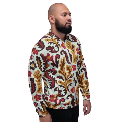 Garnet Paisley Garden on a Bomber Jacket