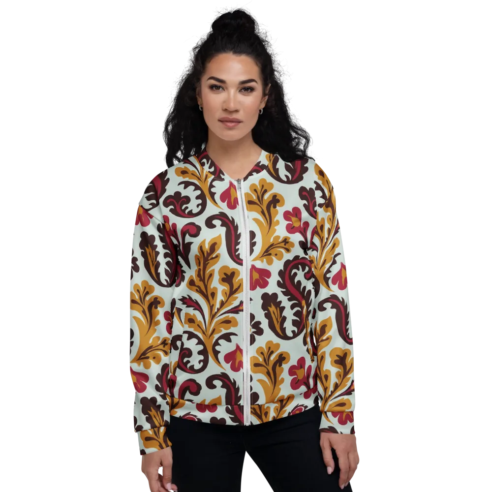 Garnet Paisley Garden on Bomber Jacket — Front