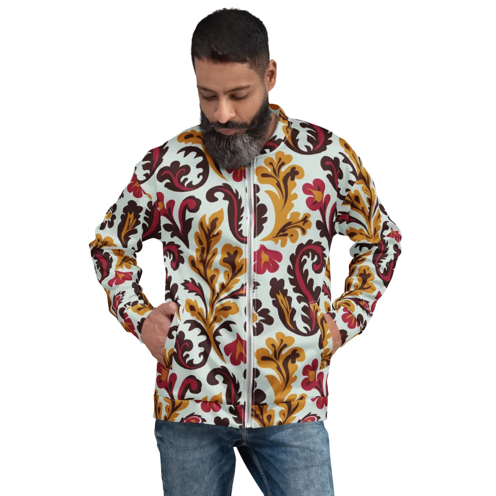 Garnet Paisley Garden on Bomber Jacket — Front