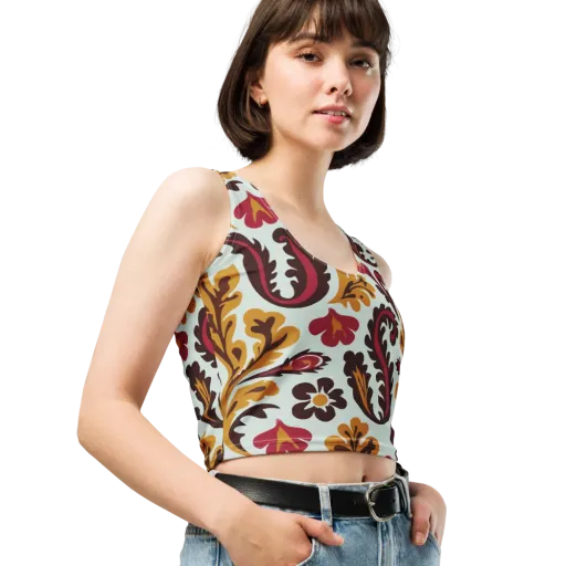 Garnet Paisley Garden on a Crop Top