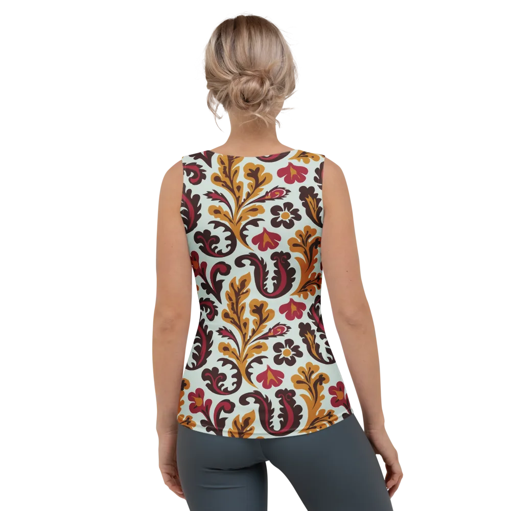 Garnet Paisley Garden on Women's Tank Top — Back