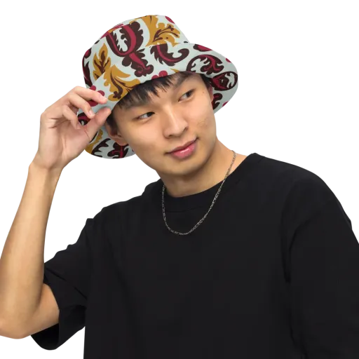 Garnet Paisley Garden on a Reversible Bucket Hat