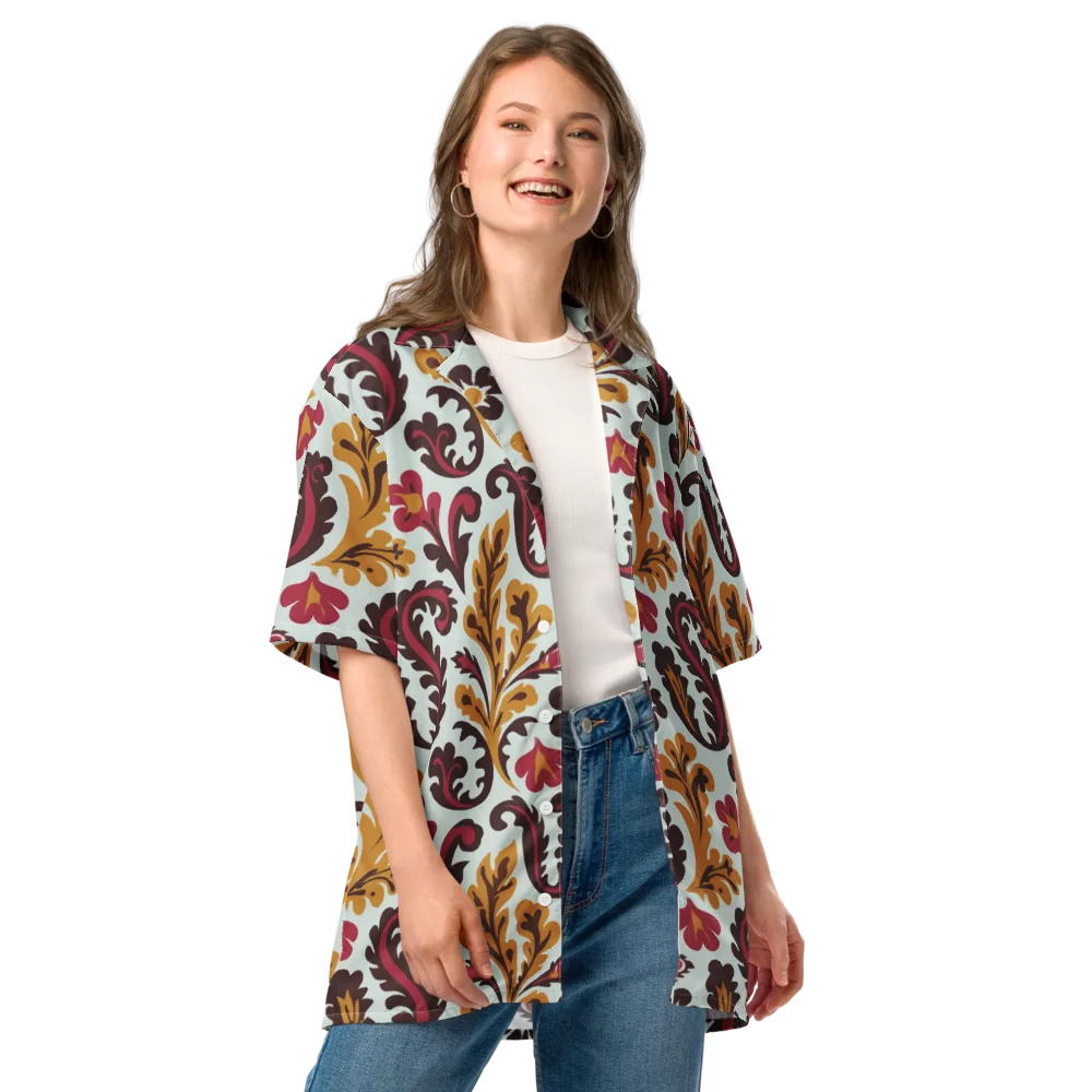 Garnet Paisley Garden on Button Shirt — Front