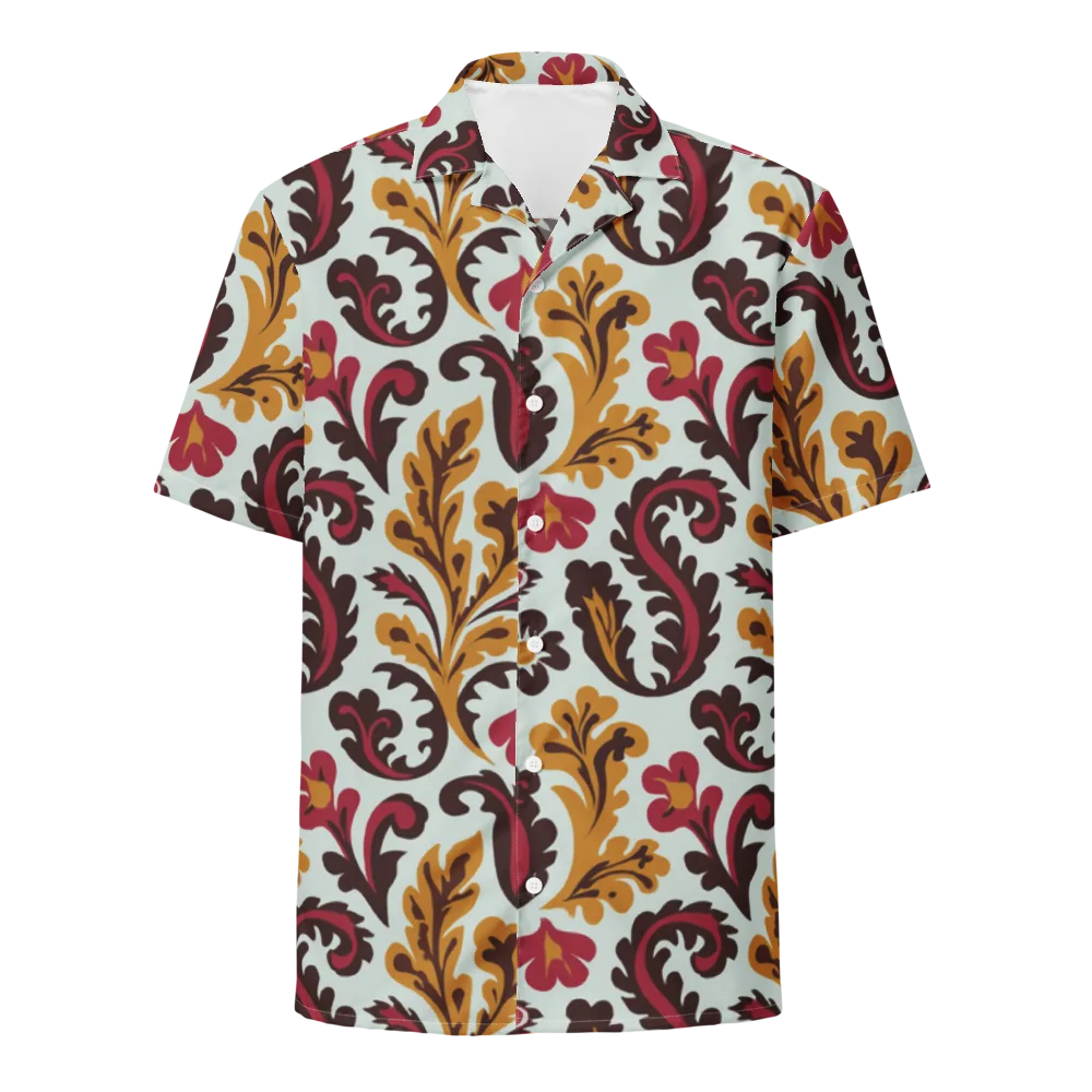 Garnet Paisley Garden on Button Shirt — Front