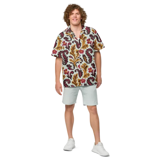 Garnet Paisley Garden on a Button Shirt