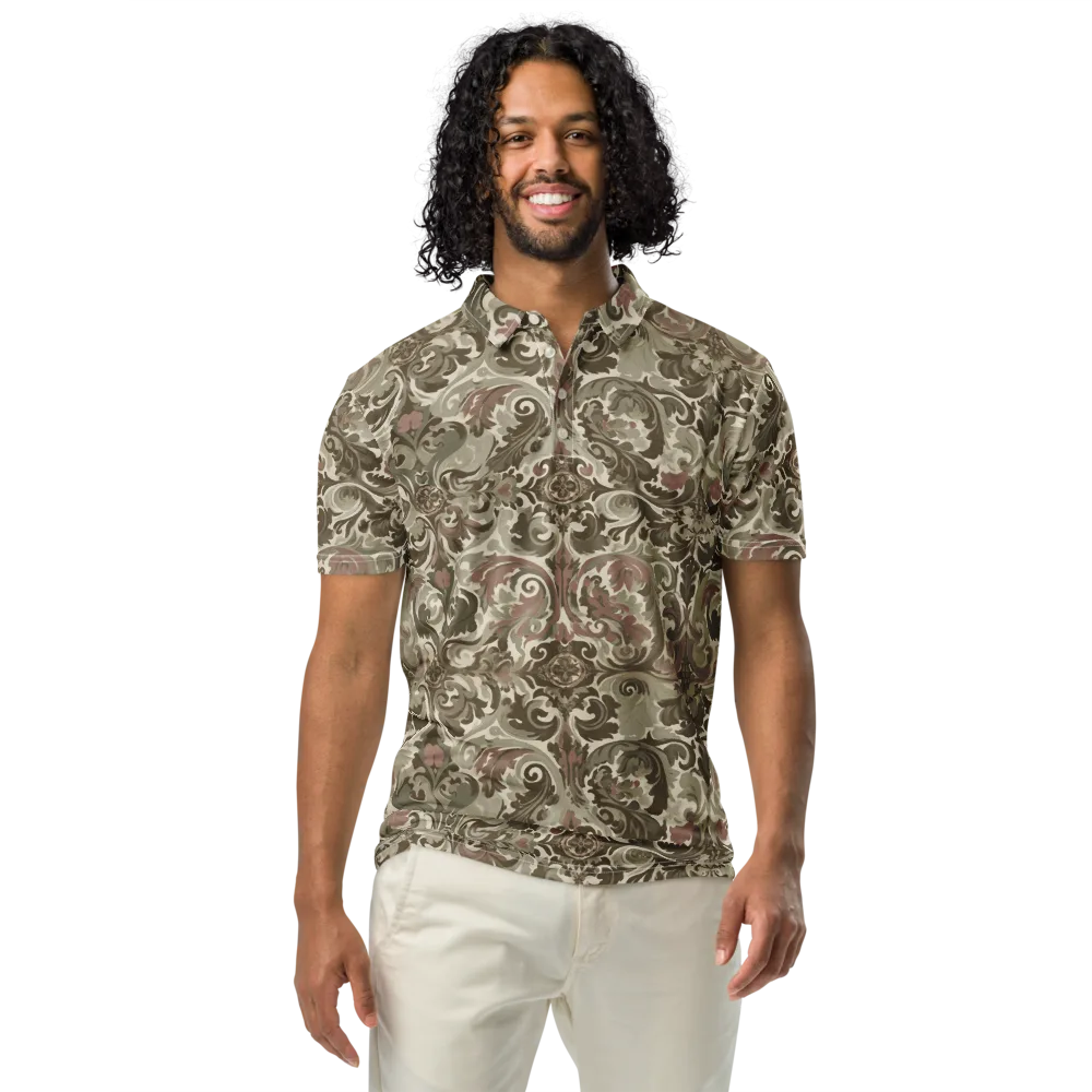Moss Rose Revival on Men's Slim Fit Polo Shirt — Front