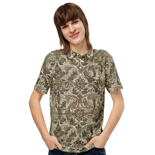 Moss Rose Revival on a Men's Slim Fit Polo Shirt