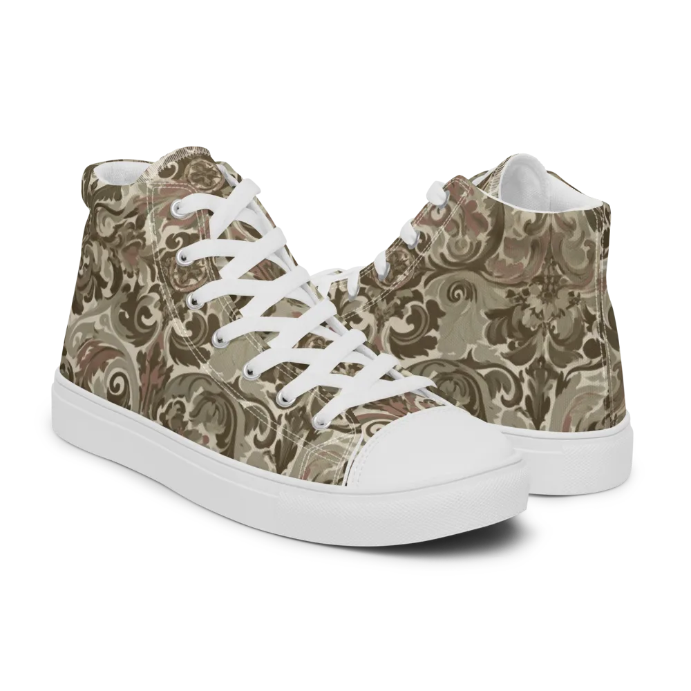 Moss Rose Revival on Men's High Top Canvas Shoes — Right