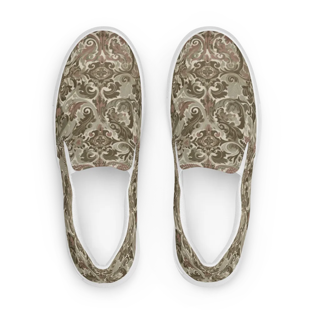 Moss Rose Revival on Men's Slip-On Canvas Shoes — Front