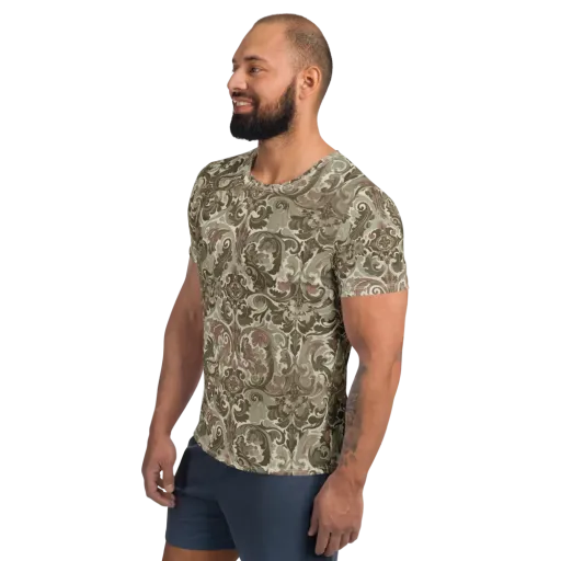 Moss Rose Revival on a Men's Athletic T-Shirt