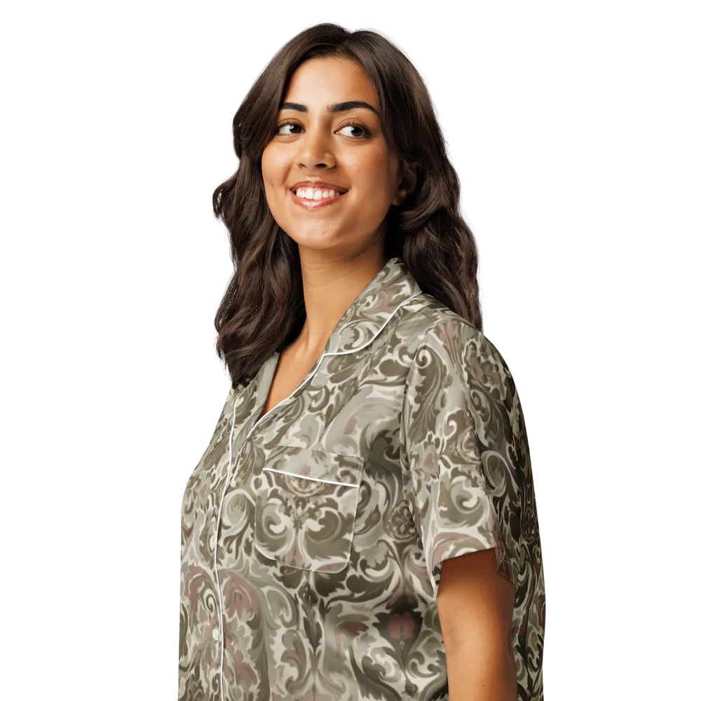 Moss Rose Revival on Women's Short Sleeve Pajama Top — Left Front