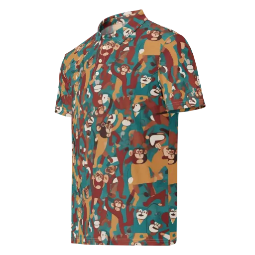 Monkey Mayhem on a Men's Slim Fit Polo Shirt