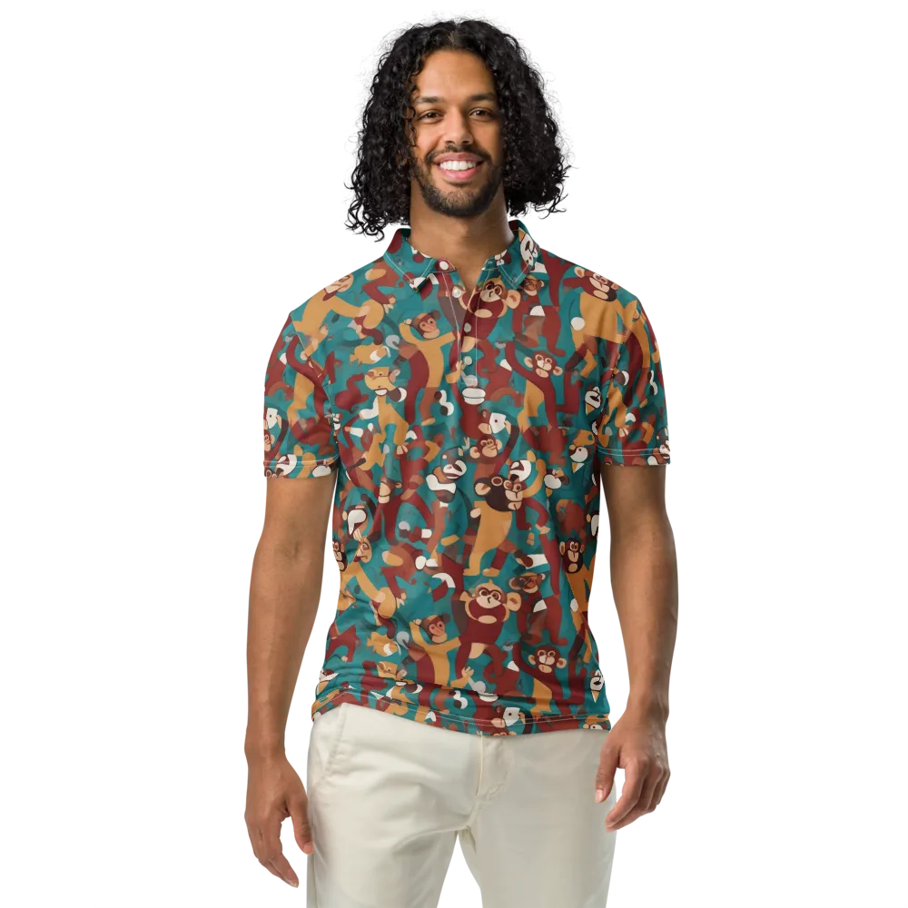 Monkey Mayhem on Men's Slim Fit Polo Shirt — Front