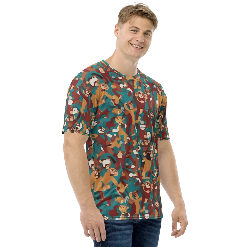 Monkey Mayhem on Men's Crew Neck T-Shirt — Right