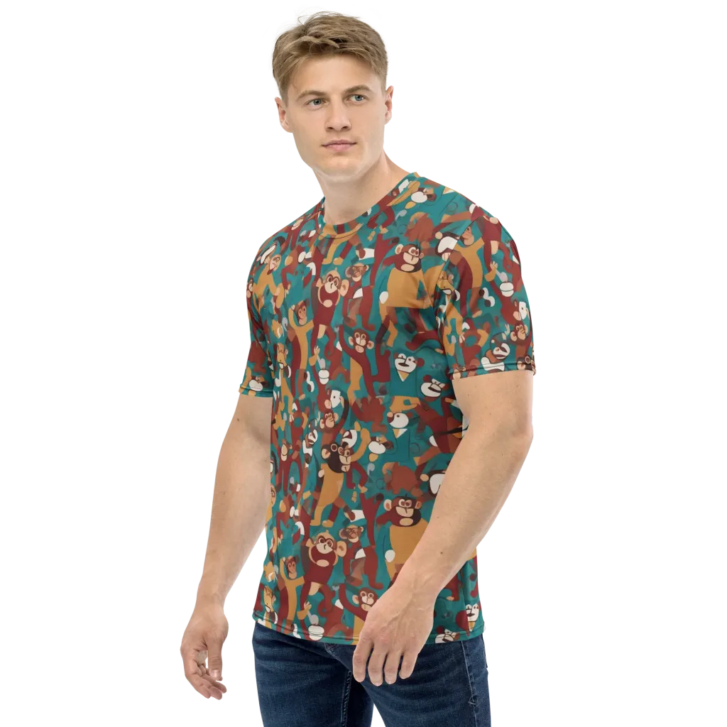 Monkey Mayhem on Men's Crew Neck T-Shirt — Left