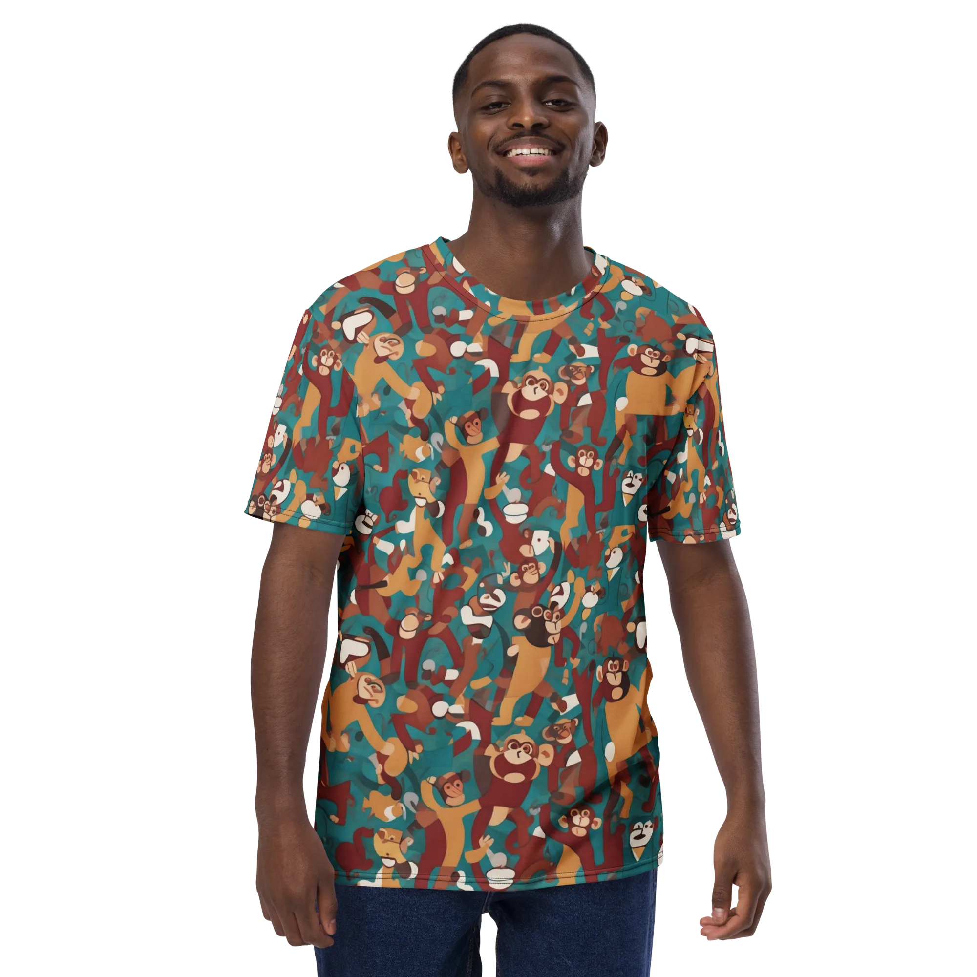Monkey Mayhem on Men's Crew Neck T-Shirt — Front