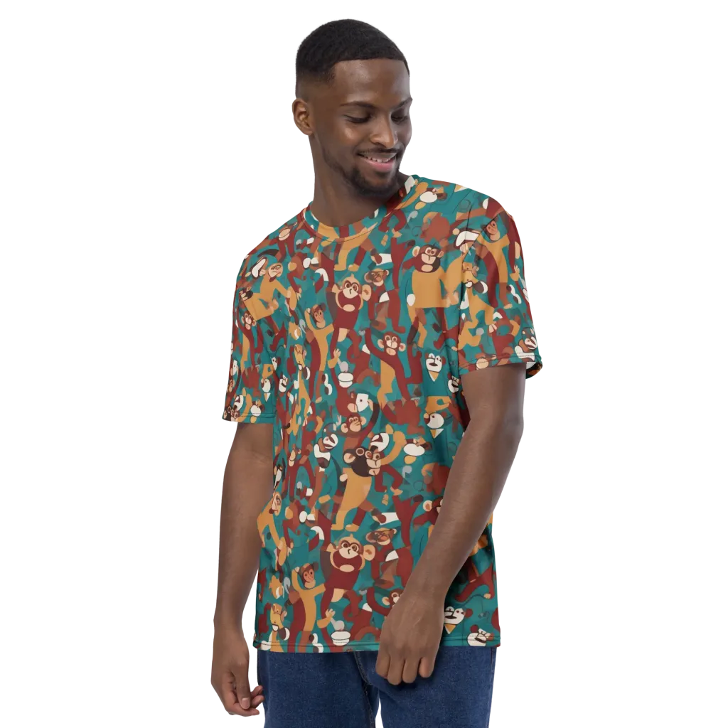 Monkey Mayhem on Men's Crew Neck T-Shirt — Left