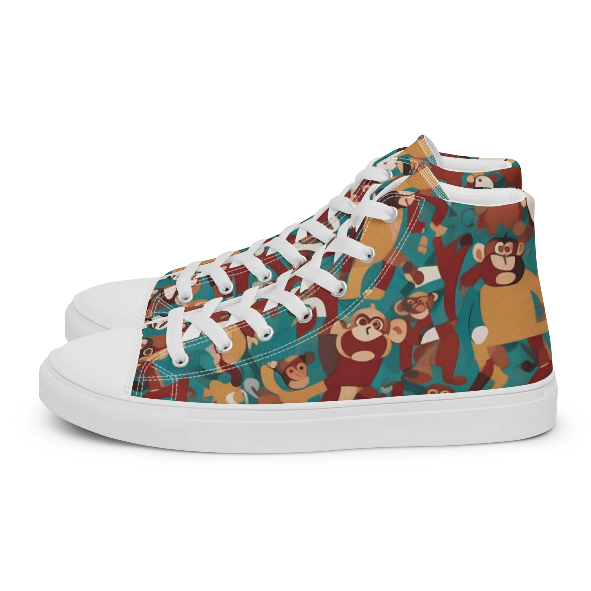 Monkey Mayhem on Women's High Top Canvas Shoes — Left