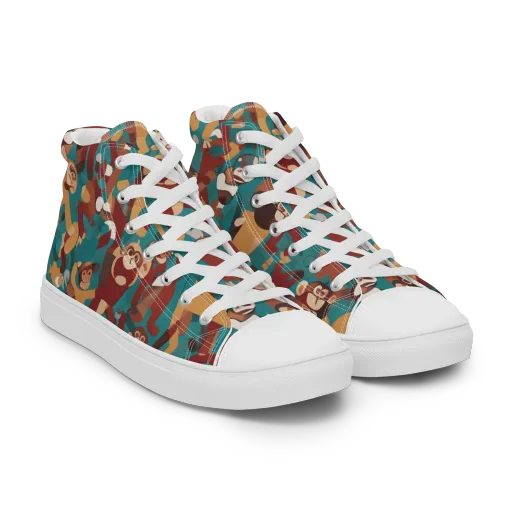 Monkey Mayhem on a Women's High Top Canvas Shoes
