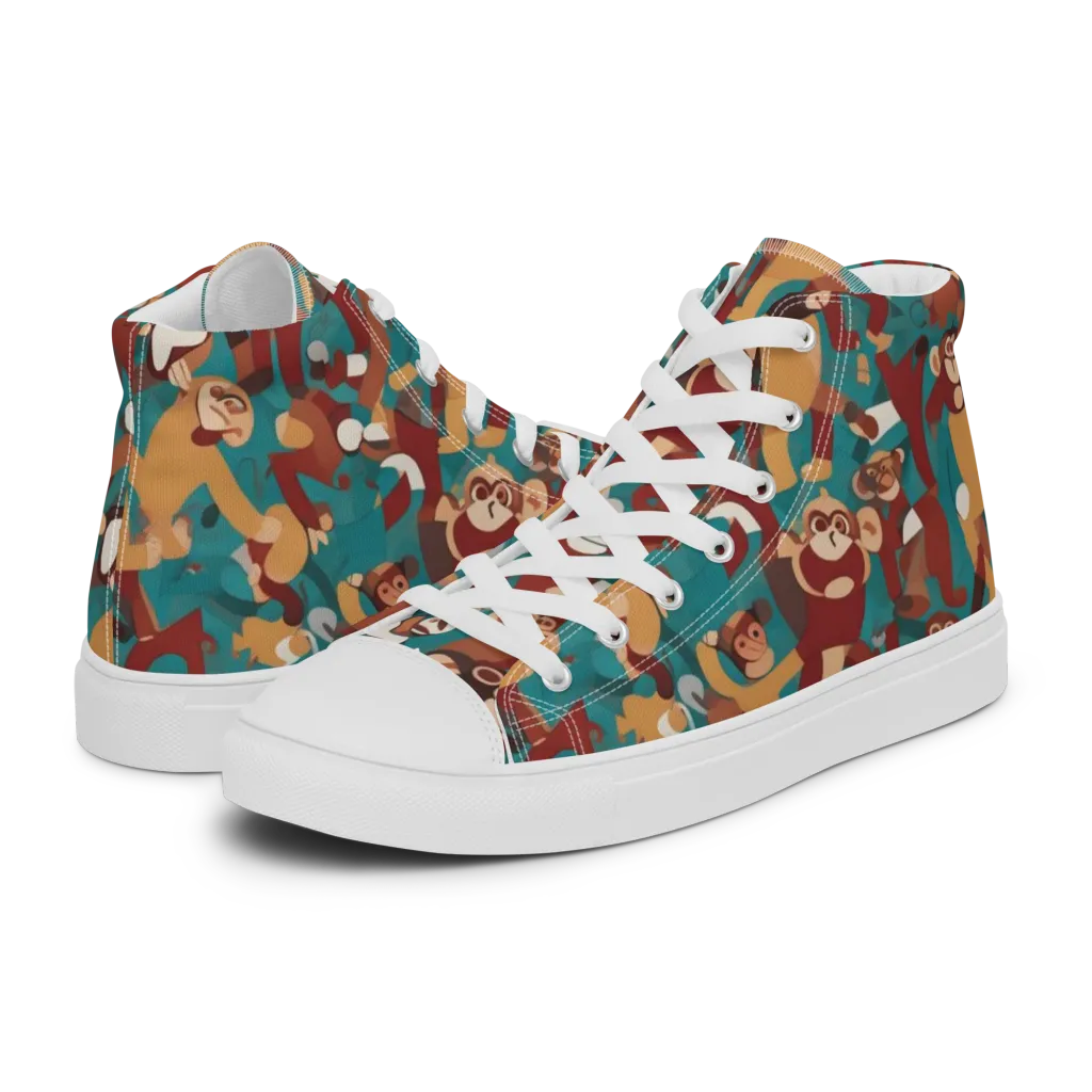 Monkey Mayhem on Women's High Top Canvas Shoes — Left