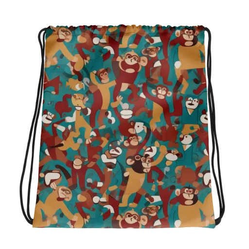 Monkey Mayhem on a Drawstring Bag