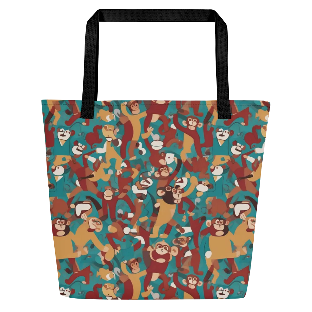 Monkey Mayhem on Large Tote Bag W/ Pocket — Front