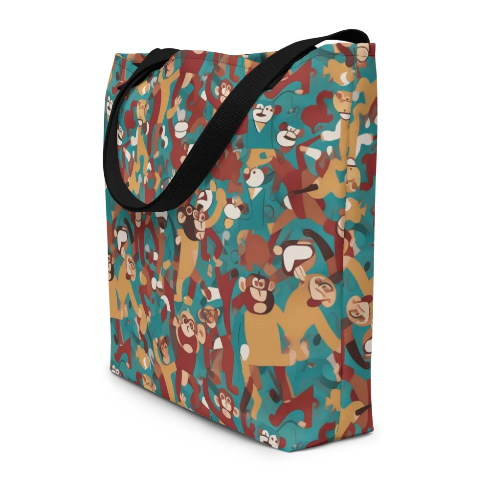 Monkey Mayhem on Large Tote Bag W/ Pocket — Front