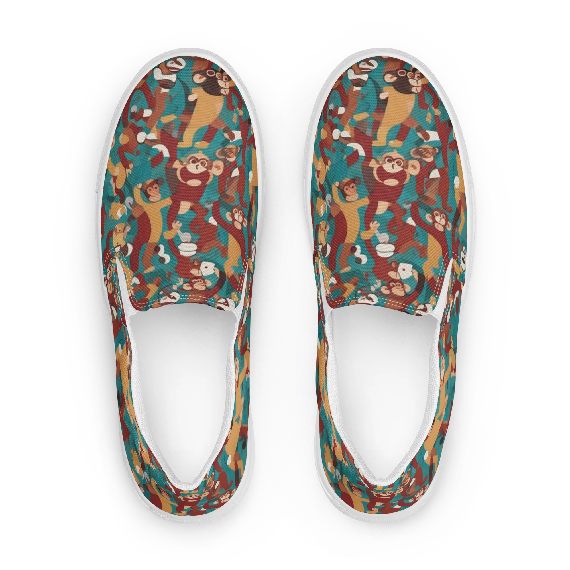 Monkey Mayhem on Women's Slip-On Canvas Shoes — Front
