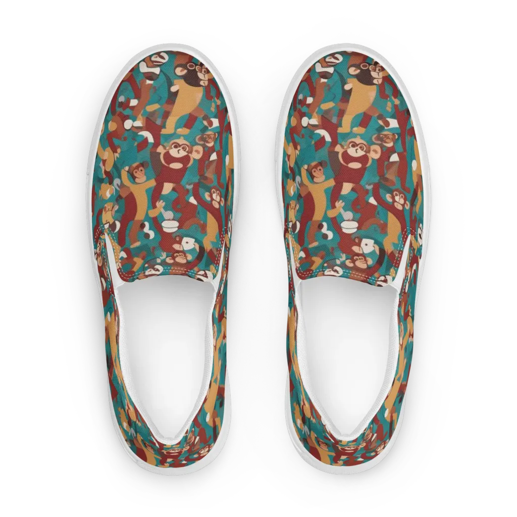 Monkey Mayhem on Women's Slip-On Canvas Shoes — Front
