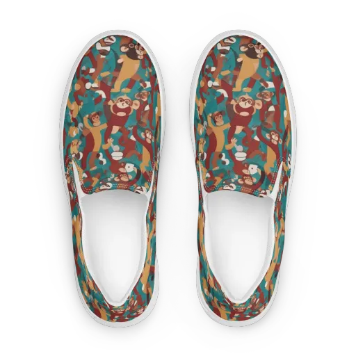 Monkey Mayhem on a Women's Slip-On Canvas Shoes