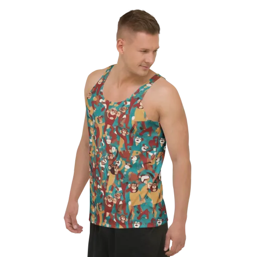 Monkey Mayhem on a Men's Tank Top