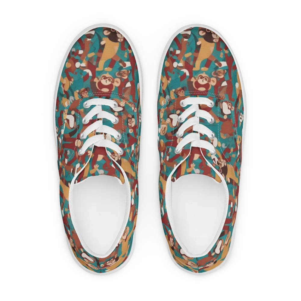 Monkey Mayhem on Men's Lace-Up Canvas Shoes — Front