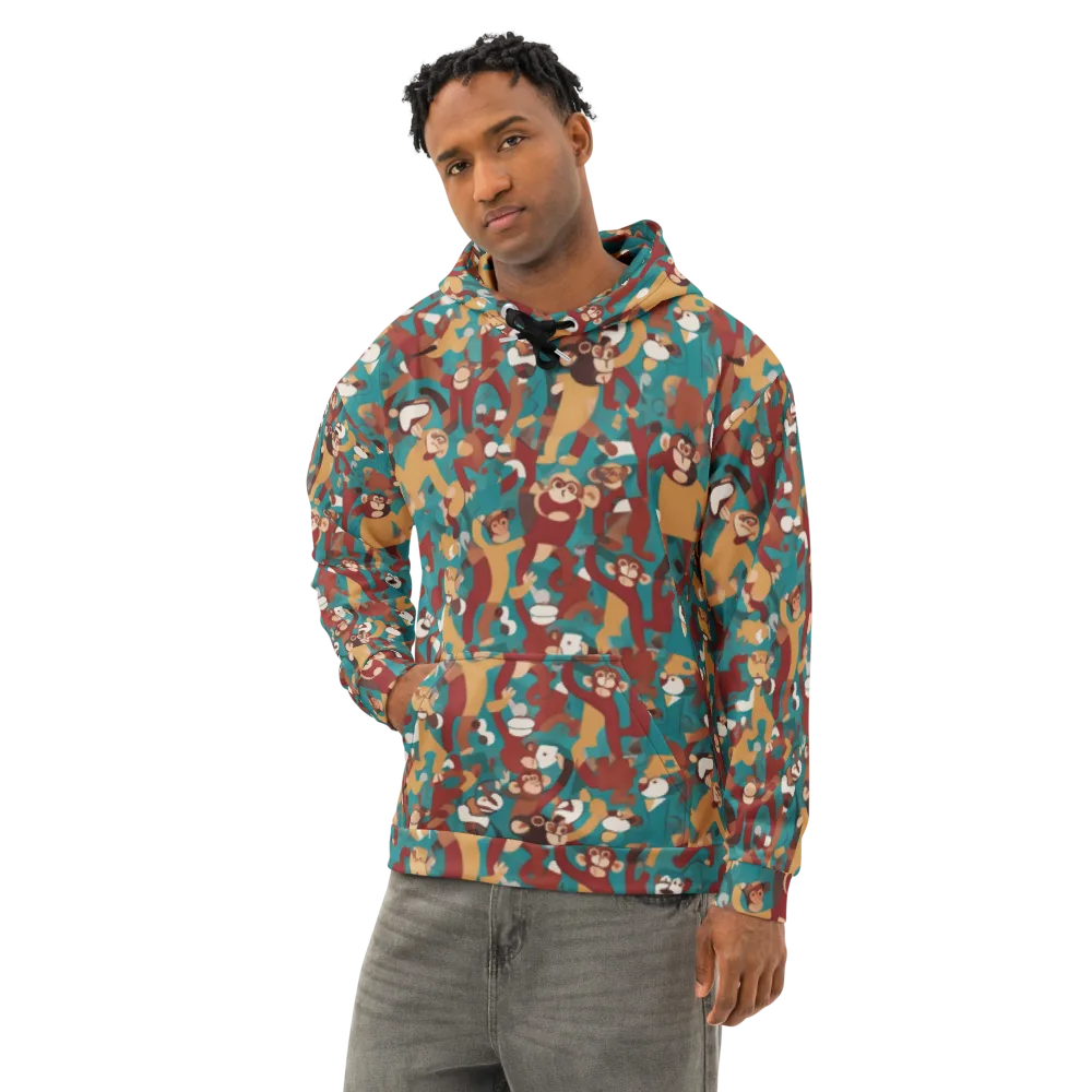 Monkey Mayhem on Cotton Hoodie — Left Front