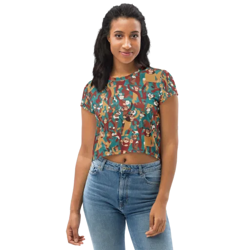 Monkey Mayhem on a Crop Tee