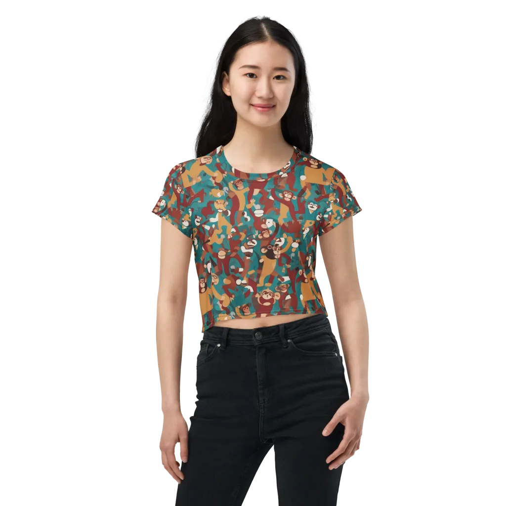 Monkey Mayhem on Crop Tee — Front
