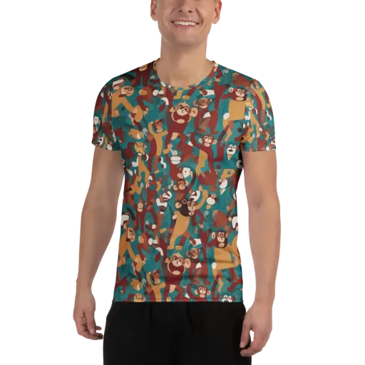 Monkey Mayhem on a Men's Athletic T-Shirt