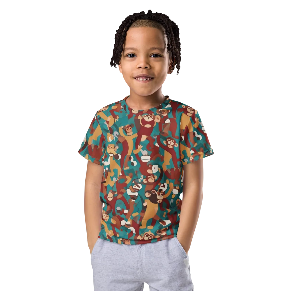 Monkey Mayhem on Kids Crew Neck T-Shirt — Front