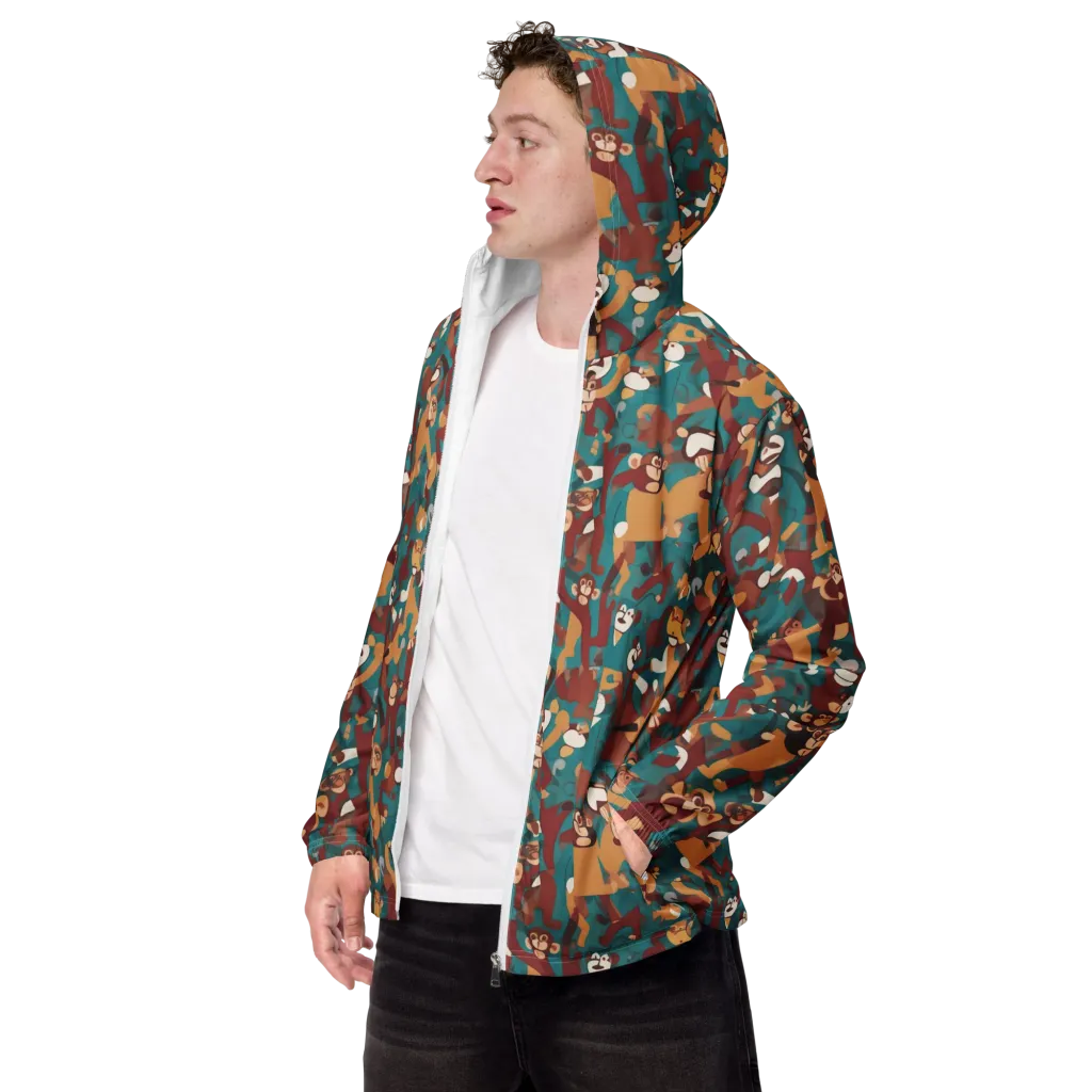Monkey Mayhem on Men's Windbreaker — Left Front