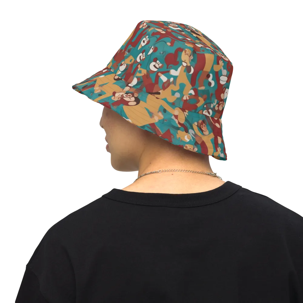 Monkey Mayhem on Reversible Bucket Hat — Back Inside