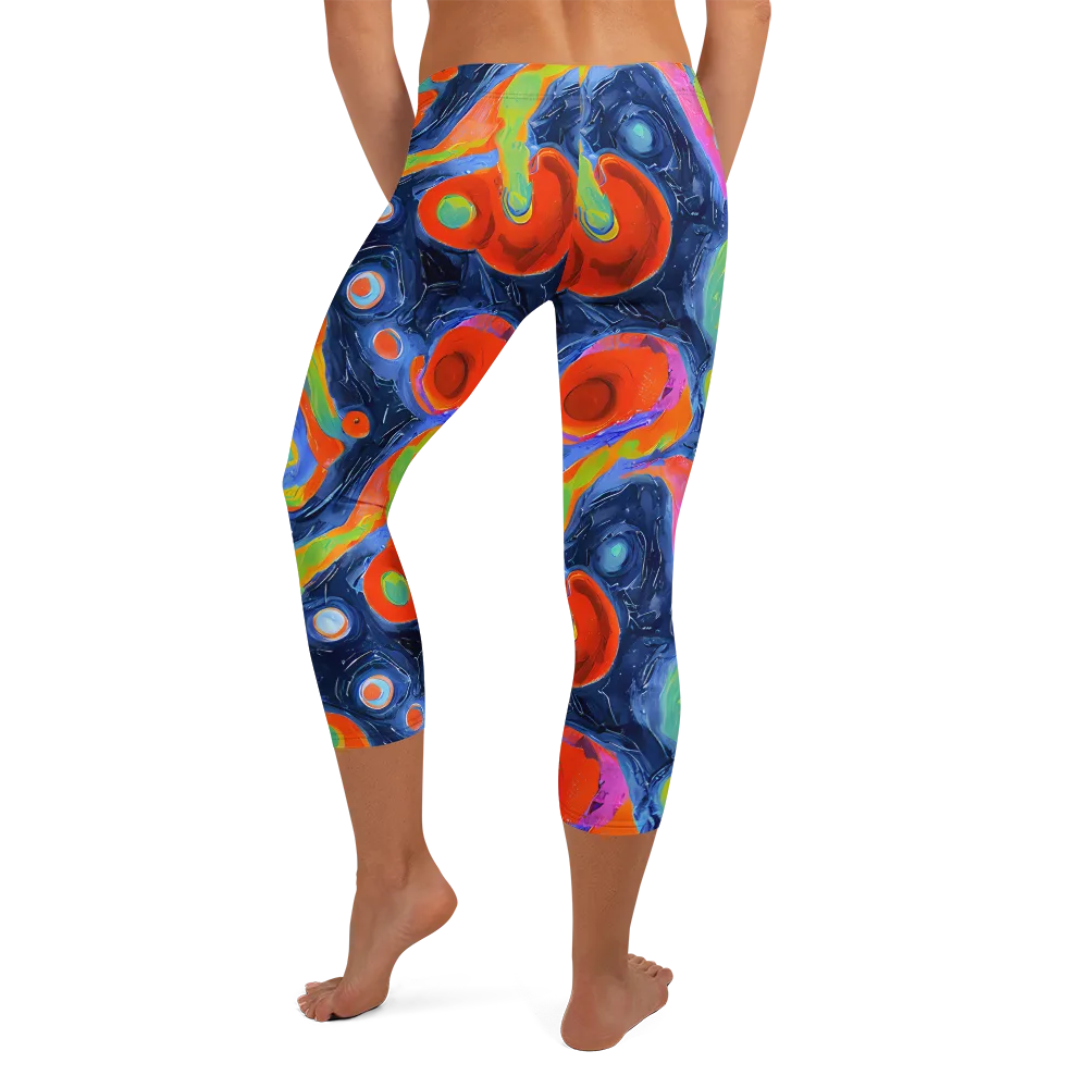Neon Tidal Pool on Capri Leggings — Back