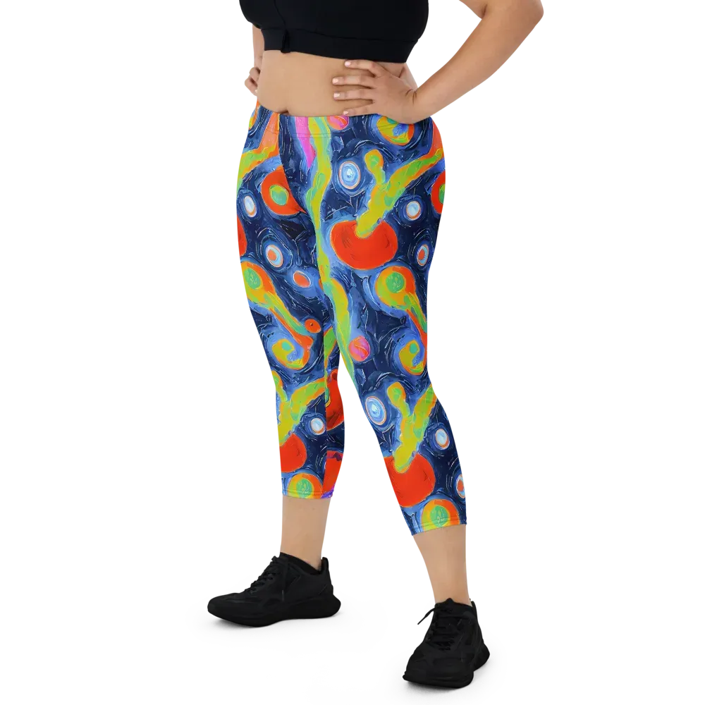 Neon Tidal Pool on Capri Leggings — Front