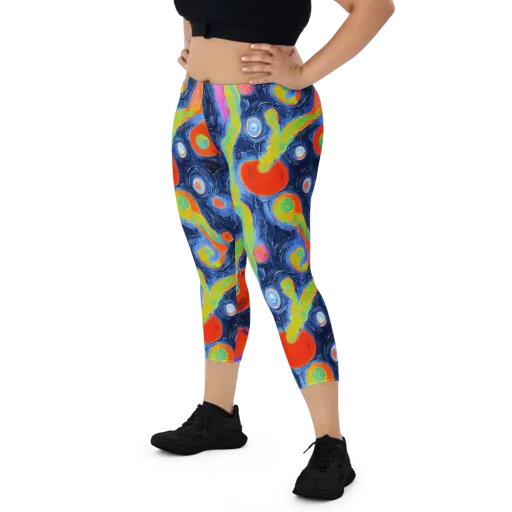 Neon Tidal Pool on a Capri Leggings
