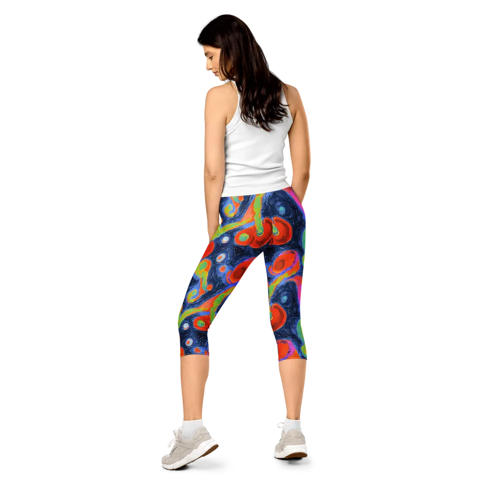 Neon Tidal Pool on Capri Leggings — Back