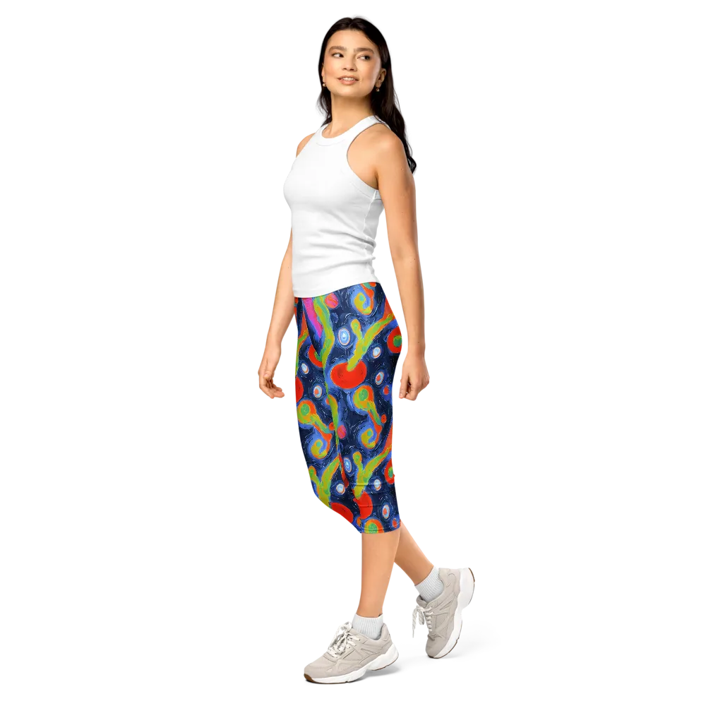 Neon Tidal Pool on Capri Leggings — Left Front
